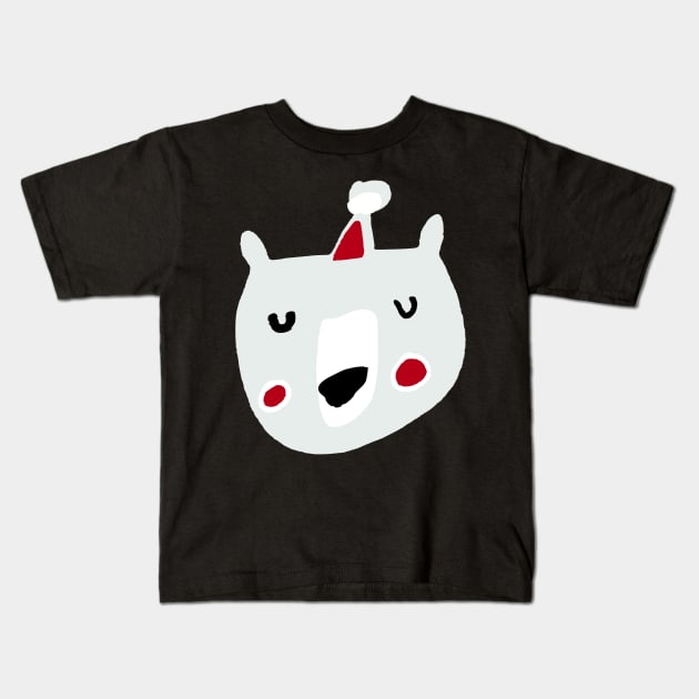 Cute Santa Polar Bear Kids T-Shirt by bruxamagica